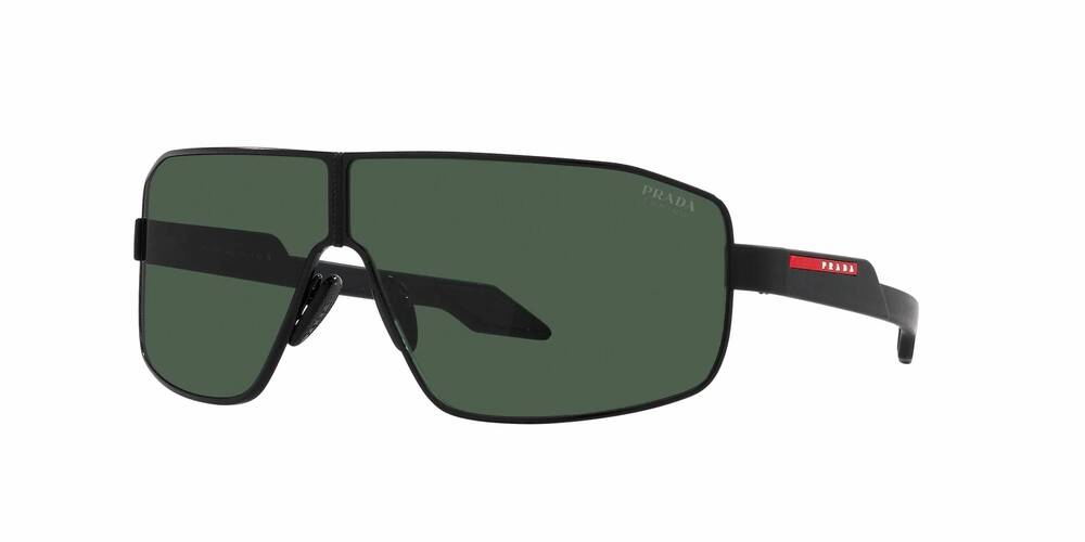 NEW PRADA men's linea rossa ps 54ys shield sunglasses in black - dark green